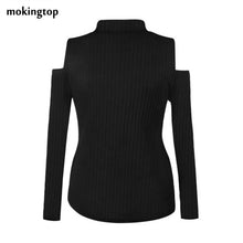 mokingtop Sweater Women Off Shoulder Slim Pullovers Warm Long Sleeve Knitted Outwear Sweaters Sueter Mujer#A11