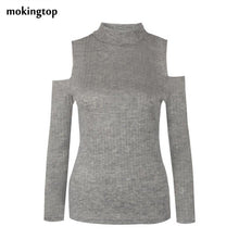 mokingtop Sweater Women Off Shoulder Slim Pullovers Warm Long Sleeve Knitted Outwear Sweaters Sueter Mujer#A11