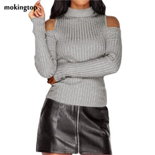 mokingtop Sweater Women Off Shoulder Slim Pullovers Warm Long Sleeve Knitted Outwear Sweaters Sueter Mujer#A11