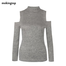 mokingtop Sweater Women Off Shoulder Slim Pullovers Warm Long Sleeve Knitted Outwear Sweaters Sueter Mujer#A11