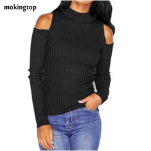 mokingtop Sweater Women Off Shoulder Slim Pullovers Warm Long Sleeve Knitted Outwear Sweaters Sueter Mujer#A11