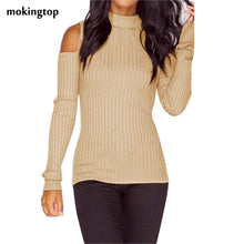 mokingtop Sweater Women Off Shoulder Slim Pullovers Warm Long Sleeve Knitted Outwear Sweaters Sueter Mujer#A11