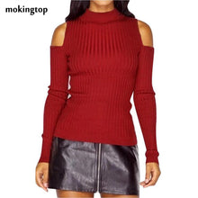 mokingtop Sweater Women Off Shoulder Slim Pullovers Warm Long Sleeve Knitted Outwear Sweaters Sueter Mujer#A11