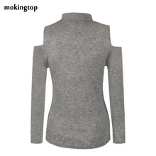 mokingtop Sweater Women Off Shoulder Slim Pullovers Warm Long Sleeve Knitted Outwear Sweaters Sueter Mujer#A11