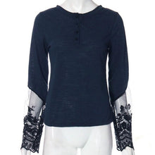 mokingtop Tshirt Women Patchwork Lace Long Sleeve Casual Tshirt Slim Sexy Backless Women Tee Tops Camisetas Manga Larga Mujer#12