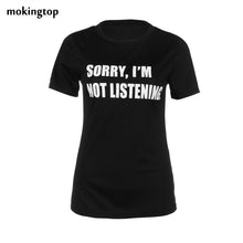 mokingtop Tshirt Women Short Sleeve Casual Printed Letter Women Summer Daily Tee Tops Roupa Feminina#121