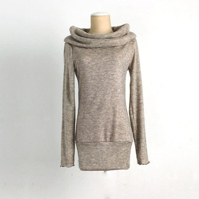 mokingtop Winter Women Shirt Loose Warm Heap Neck Solid Shirt Slim Casual Women Clothes Poleras Mujer#B12