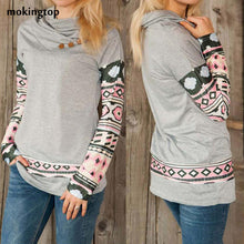 mokingtop Women Tshirt Printed Patchwork Loose Autumn Shirt Women Long Sleeve Casual Blousa Poleras Mujer#A11