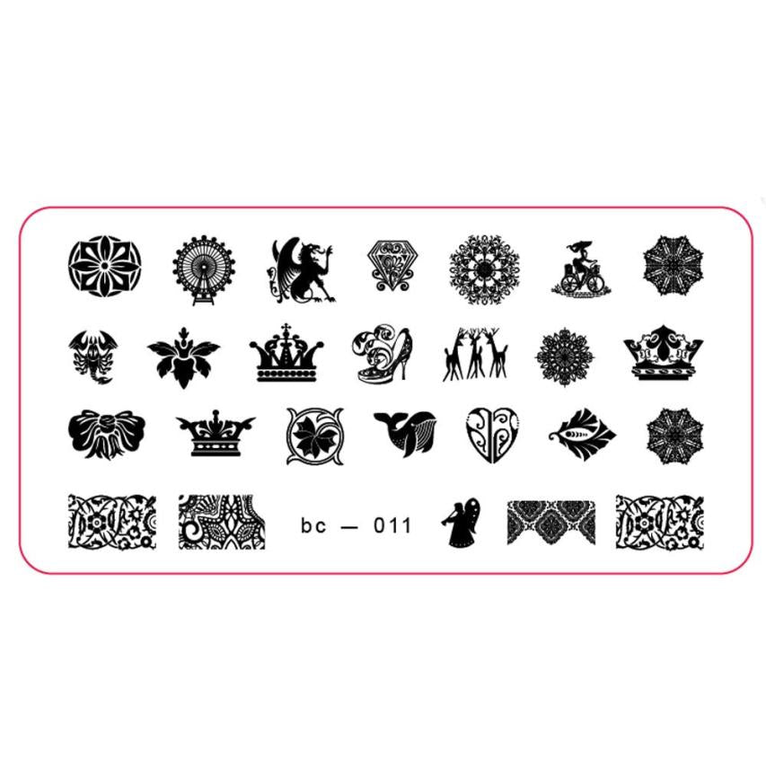 stamping-nail Apply base coat or regular polish on your nail DIY Nail Art Image Stamp Stamping Plates Manicure Template Anne