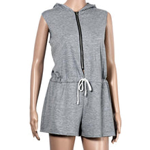 womens jumpsuits and rompers 2016 Summer Zipper rompers womens jumpsuit Sleeveless Hoody Jumpsuit Short overalls for women